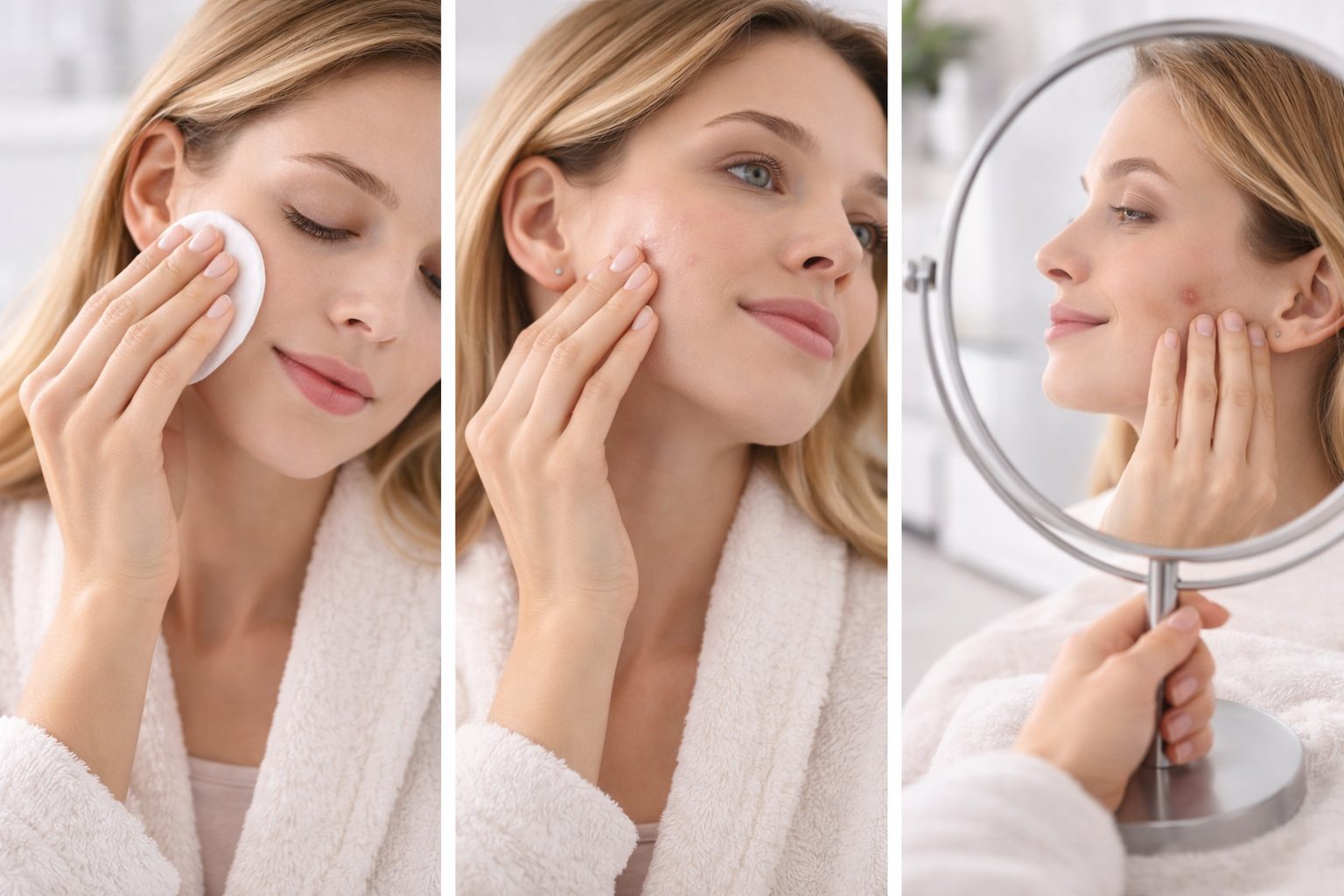 A calm, serene image of a skincare consultation in a modern clinic